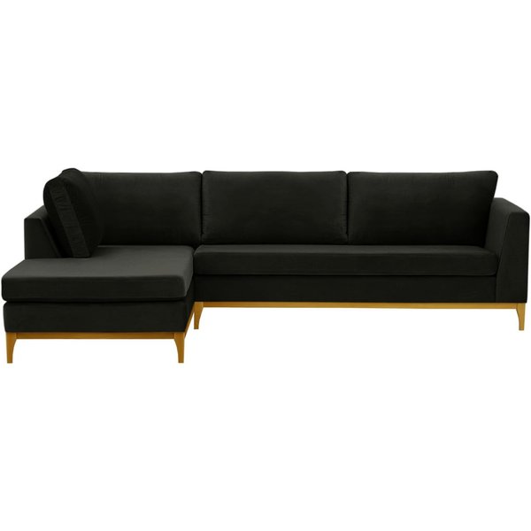 Gosena Wood Left-Hand Corner Sofa, black, Leg colour: like oak