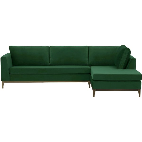 Gosena Wood Right-Hand Corner Sofa, dark green, Leg colour: wax black