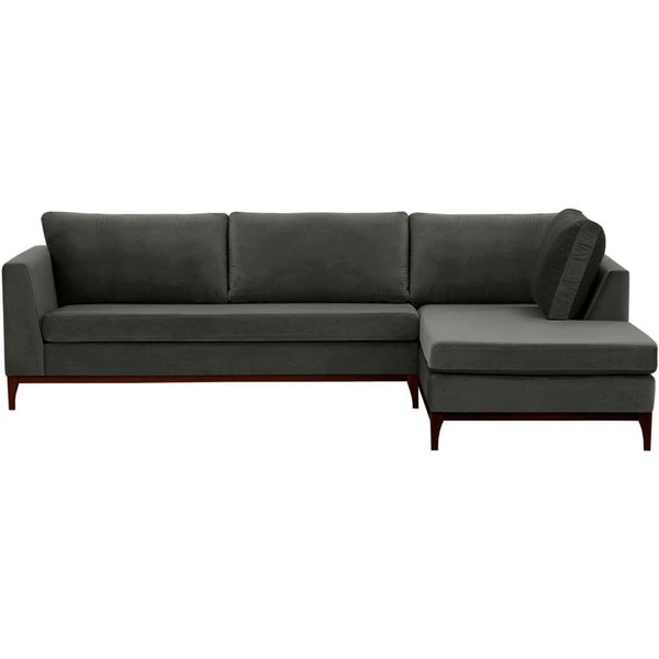 Gosena Wood Right-Hand Corner Sofa, graphite, Leg colour: dark oak