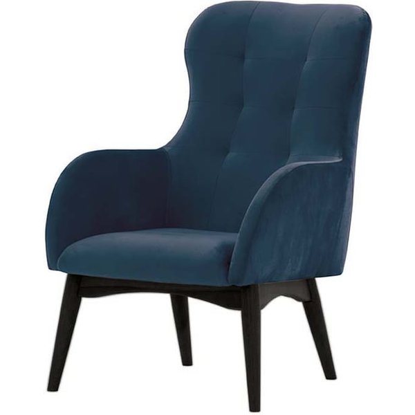 Hollis Wingback Chair, blue, Leg colour: black