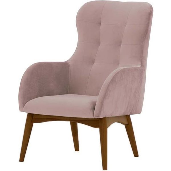 Hollis Wingback Chair, lilac, Leg colour: dark oak