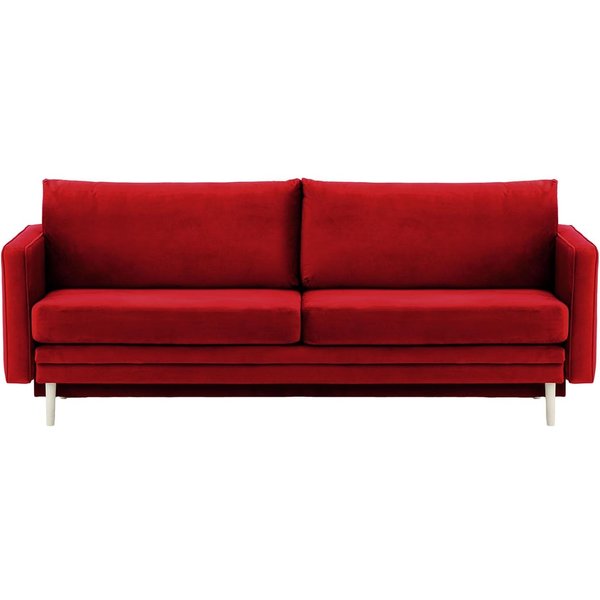 Lioni Sofa Bed with Storage, dark red, Leg colour: white