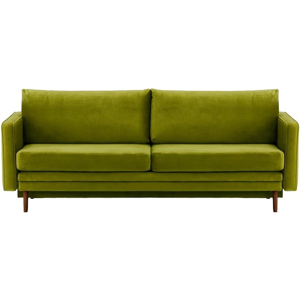 Lioni Sofa Bed with Storage, olive green, Leg colour: dark oak
