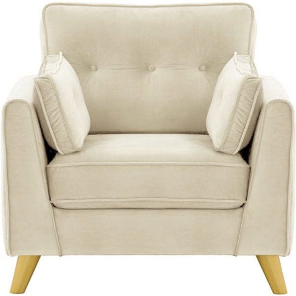 Magnus Armchair, light beige, Leg colour: like oak
