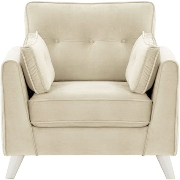 Magnus Armchair, light beige, Leg colour: white