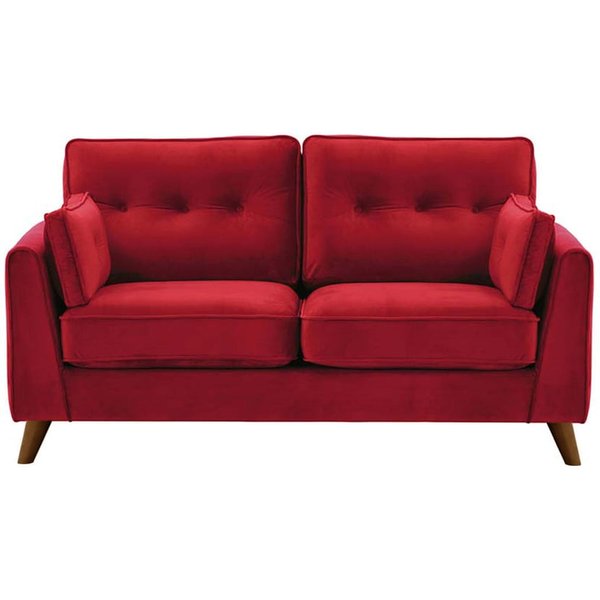 Magnus 2 Seater Sofa, dark red, Leg colour: dark oak