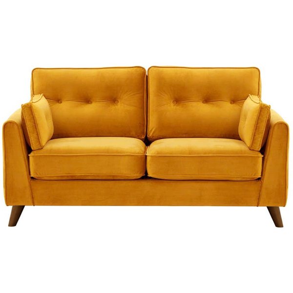 Magnus 2 Seater Sofa, mustard, Leg colour: dark oak
