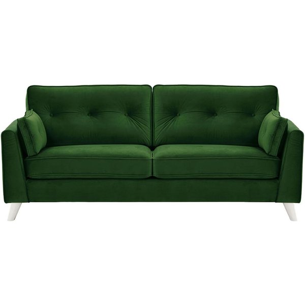 Magnus 3 Seater Sofa, dark green, Leg colour: white