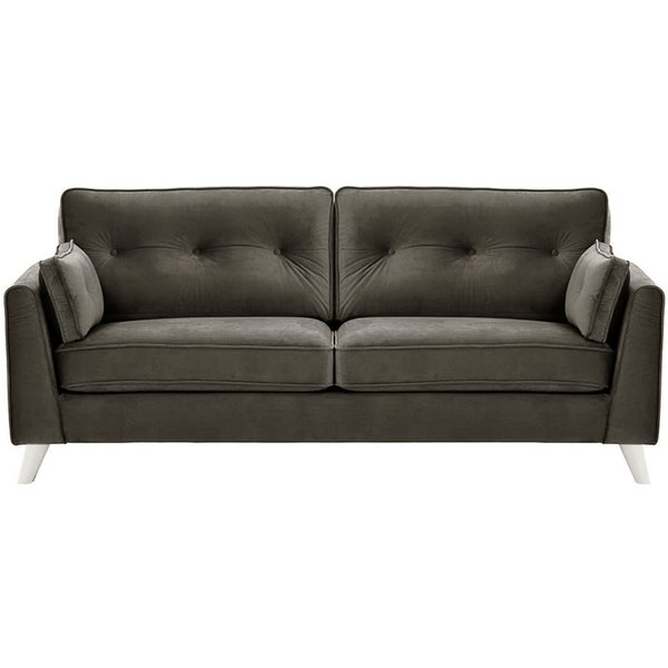 Magnus 3 Seater Sofa, graphite, Leg colour: white