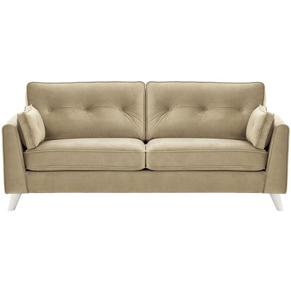 Magnus 3 Seater Sofa, mink, Leg colour: white