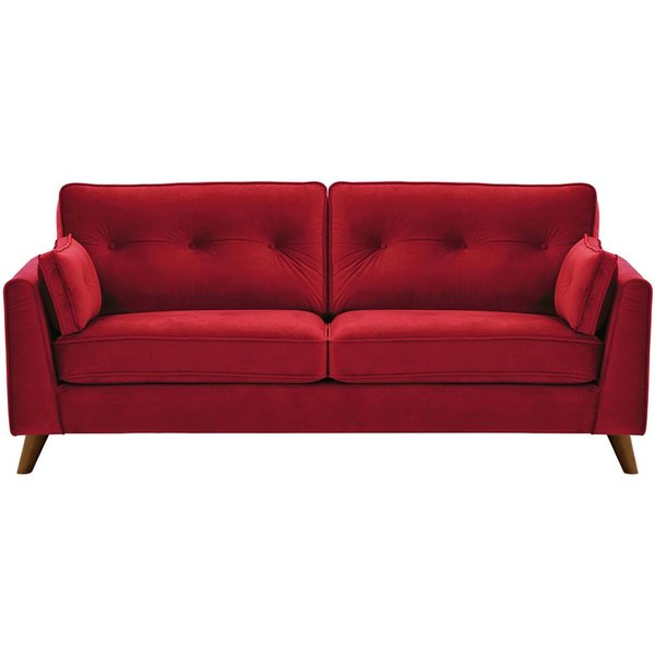 Magnus 3 Seater Sofa, dark red, Leg colour: dark oak