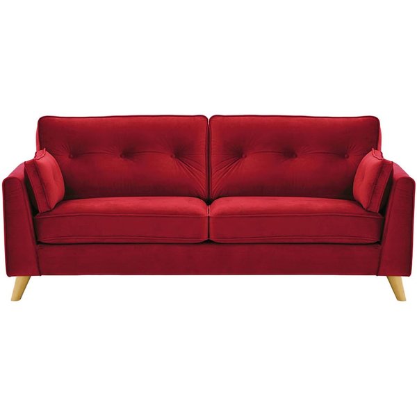 Magnus 3 Seater Sofa, dark red, Leg colour: like oak