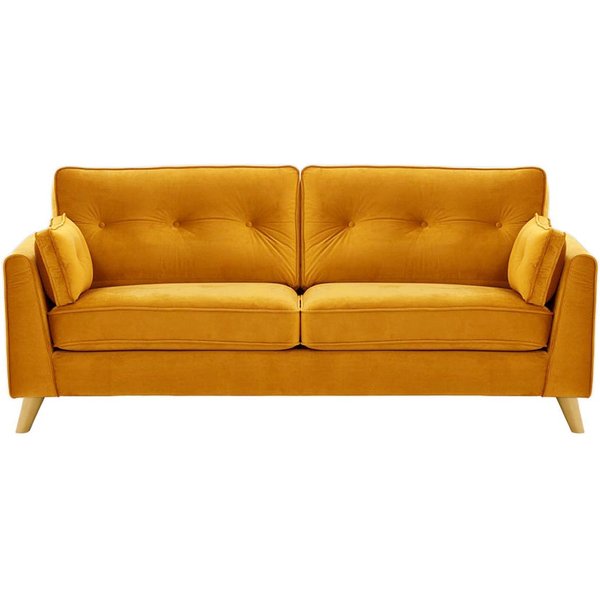 Magnus 3 Seater Sofa, mustard, Leg colour: like oak