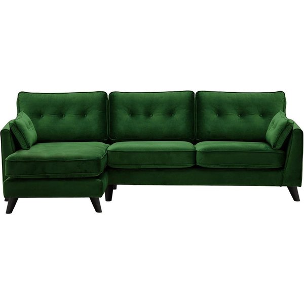 Magnus Left Hand Corner Sofa, dark green, Leg colour: black