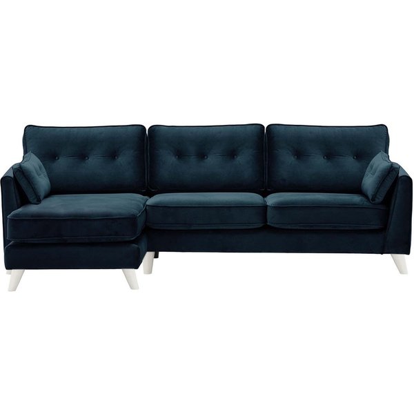 Magnus Left Hand Corner Sofa, blue, Leg colour: white