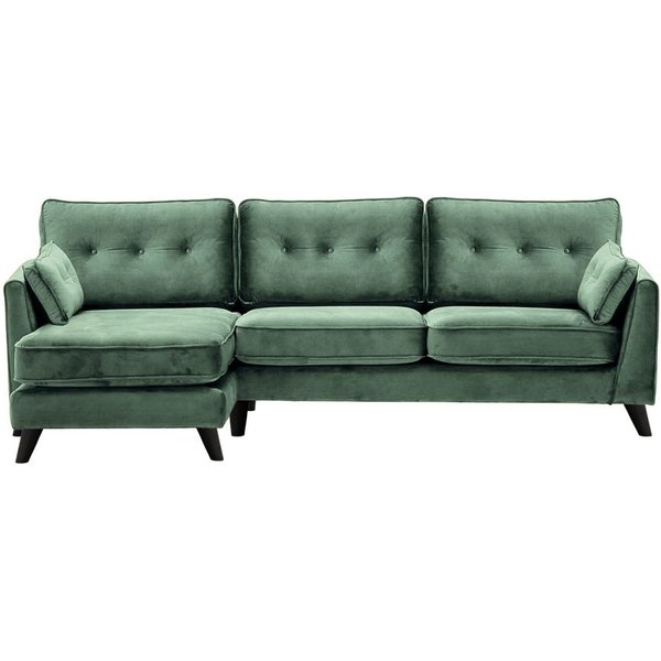 Magnus Left Hand Corner Sofa, dirty blue, Leg colour: black