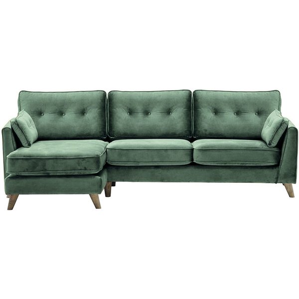 Magnus Left Hand Corner Sofa, dirty blue, Leg colour: wax black