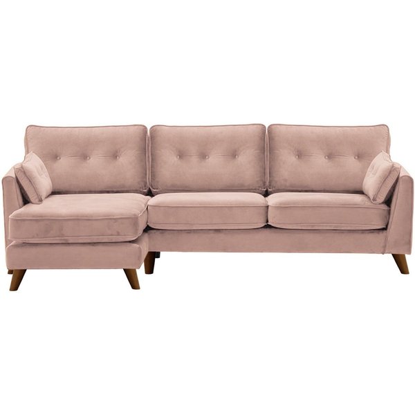 Magnus Left Hand Corner Sofa, lilac, Leg colour: dark oak