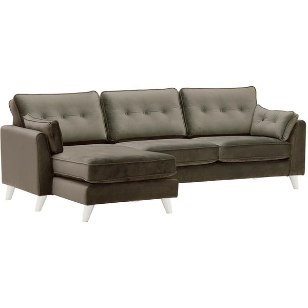 Magnus Left Hand Corner Sofa, grey, Leg colour: white