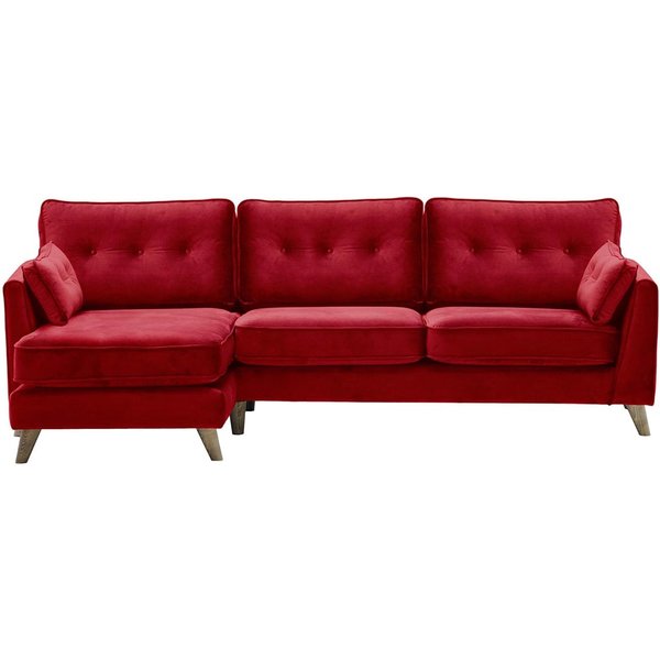 Magnus Left Hand Corner Sofa, dark red, Leg colour: wax black