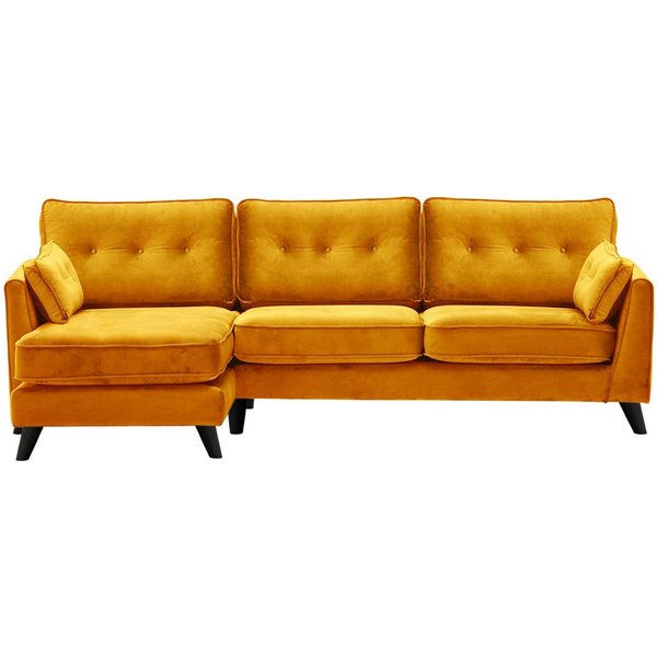 Magnus Left Hand Corner Sofa, mustard, Leg colour: black
