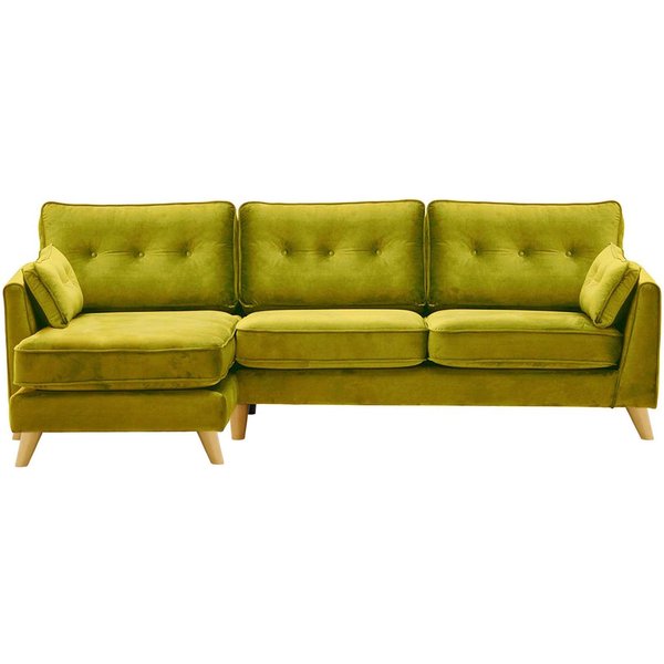 Magnus Left Hand Corner Sofa, olive green, Leg colour: like oak