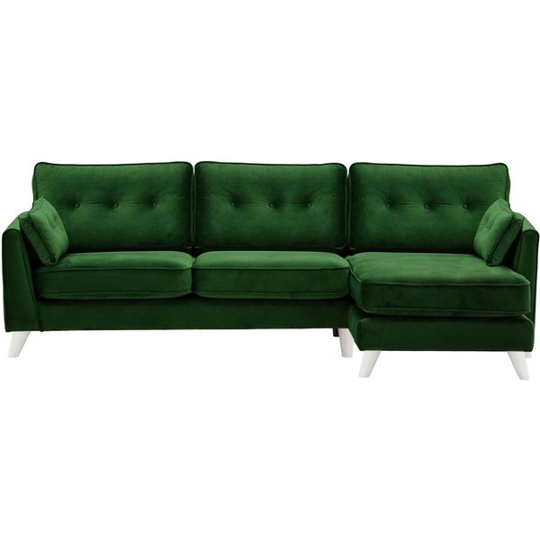 Magnus Right Hand Corner Sofa, dark green, Leg colour: white