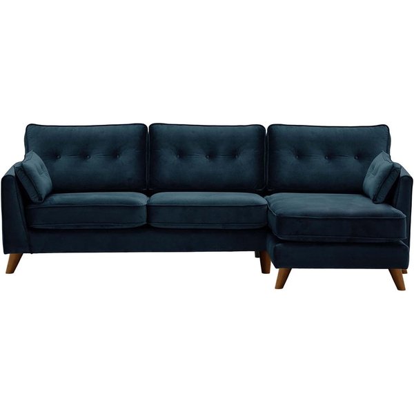 Magnus Right Hand Corner Sofa, blue, Leg colour: dark oak