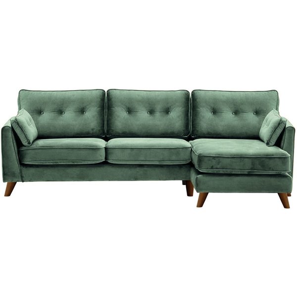 Magnus Right Hand Corner Sofa, dirty blue, Leg colour: dark oak