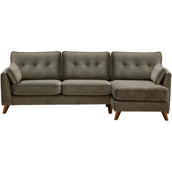 Magnus Right Hand Corner Sofa, grey, Leg colour: dark oak