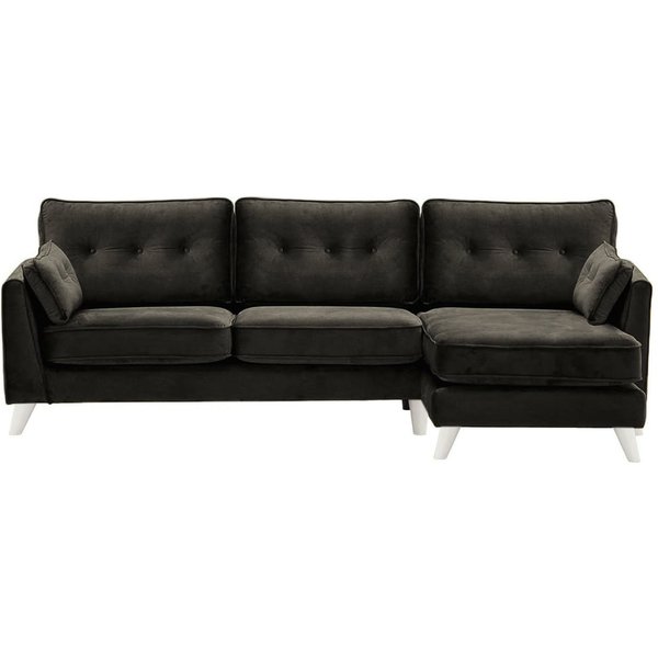 Magnus Right Hand Corner Sofa, black, Leg colour: white