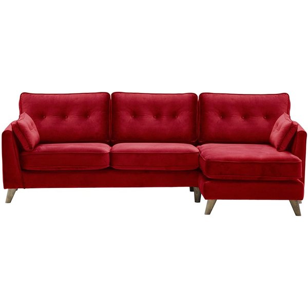 Magnus Right Hand Corner Sofa, dark red, Leg colour: wax black