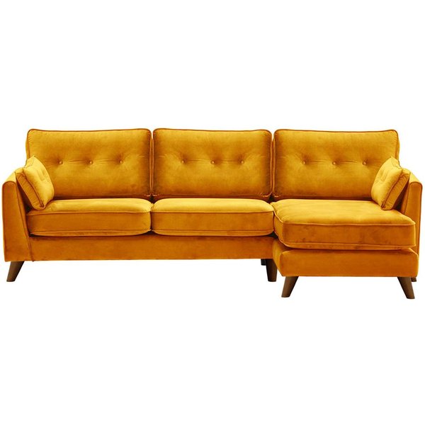 Magnus Right Hand Corner Sofa, mustard, Leg colour: dark oak
