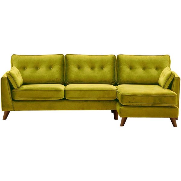 Magnus Right Hand Corner Sofa, olive green, Leg colour: dark oak