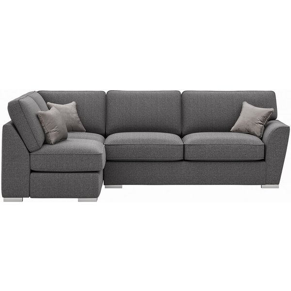 Majestic New Left Hand Corner Sofa with Fitted Back Cushions, dark grey/grey
