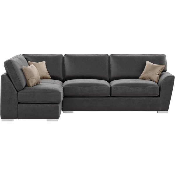 Majestic New Left Hand Corner Sofa with Fitted Back Cushions, graphite/mink