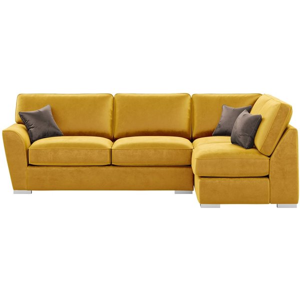 Majestic New Right Hand Corner Sofa with Fitted Back Cushions, mustard/grey