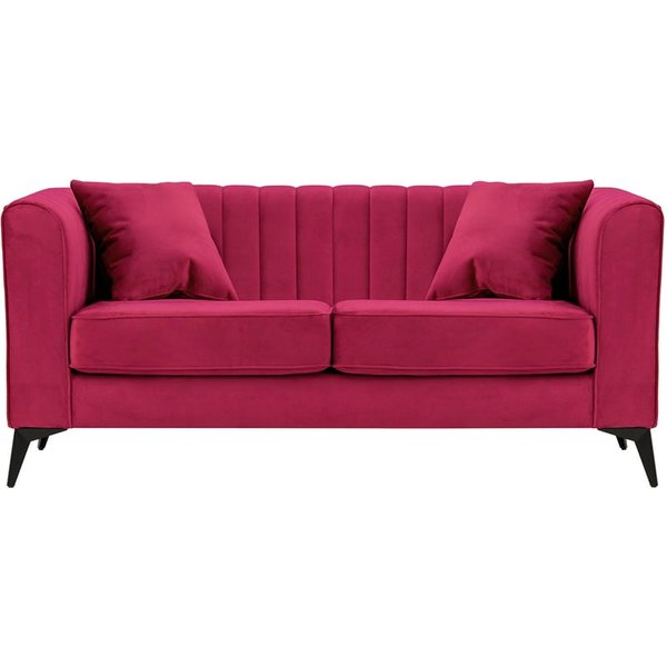 Mary 2 seater sofa, dark red, Leg colour: matte black
