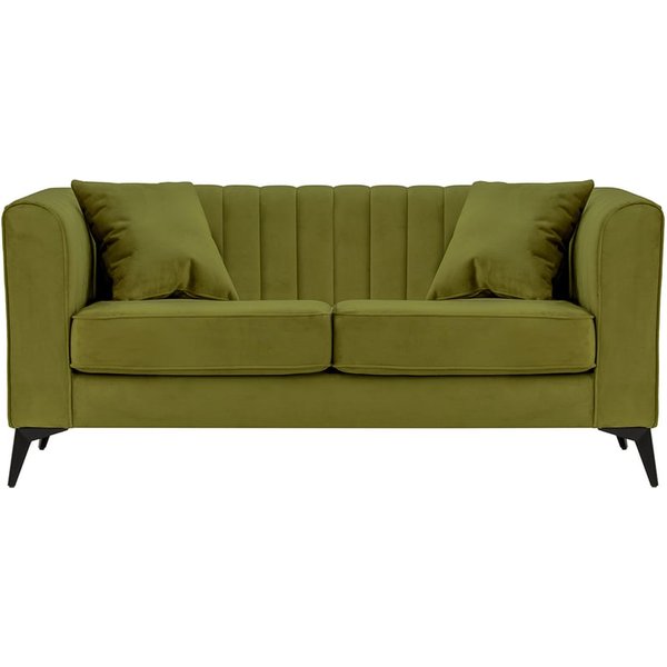 Mary 2 seater sofa, olive green, Leg colour: matte black
