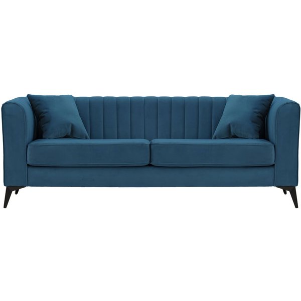 Mary 3 seater sofa, blue, Leg colour: matte black