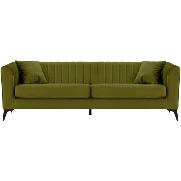 Mary 4 seater sofa, olive green, Leg colour: matte black