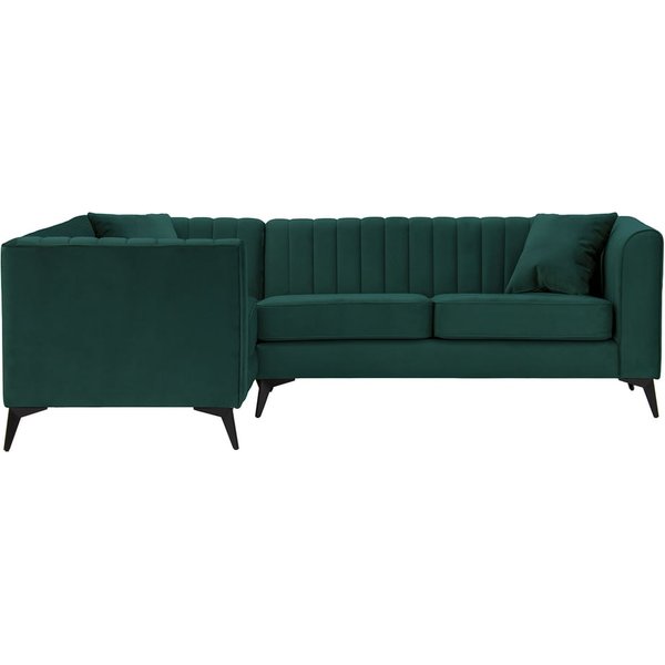 Mary Left Hand Corner Sofa, dark green, Leg colour: matte black