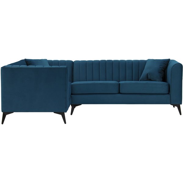 Mary Left Hand Corner Sofa, blue, Leg colour: matte black