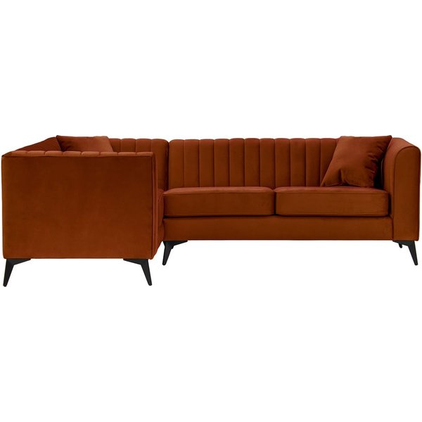 Mary Left Hand Corner Sofa, V 33 - Rust, Leg colour: matte black