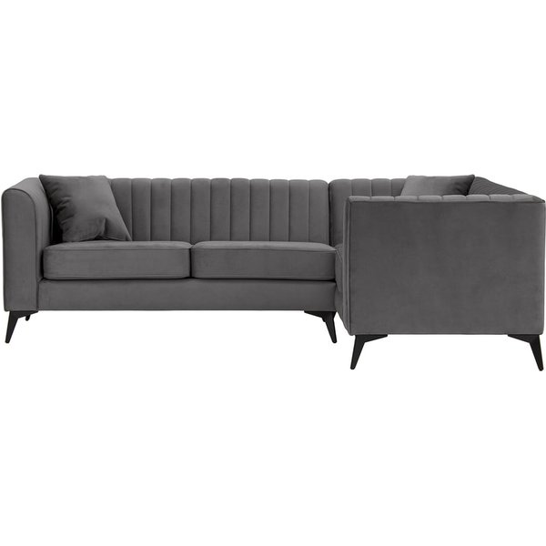Mary Right Hand Corner Sofa, grey, Leg colour: matte black