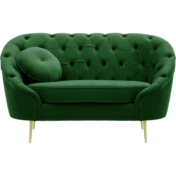 Kooper Armchair with quilting, dark green, Leg colour: gold metal