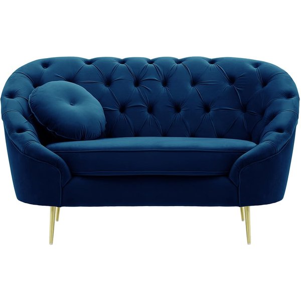 Kooper Armchair with quilting, blue, Leg colour: gold metal