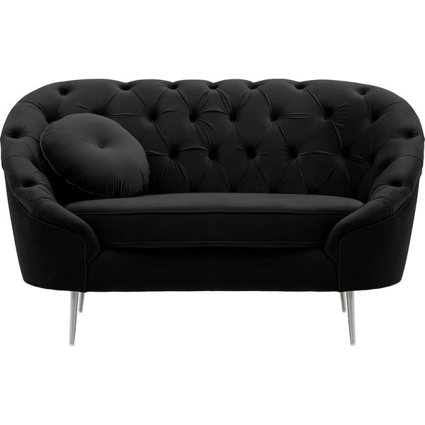 Kooper Armchair with quilting, black, Leg colour: chrome metal