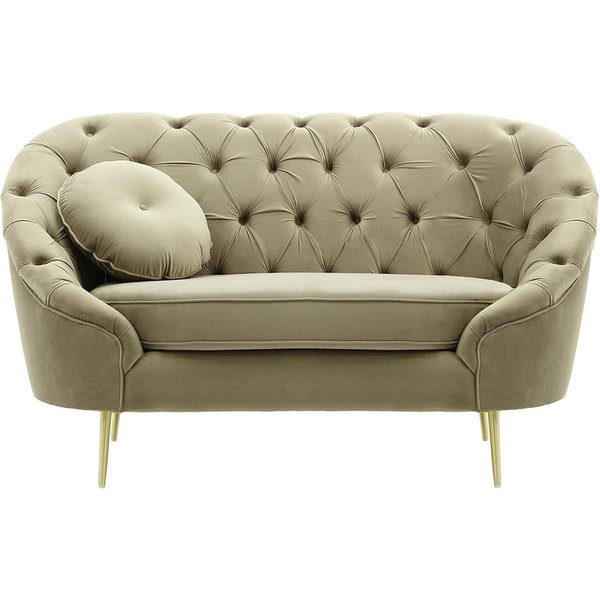 Kooper Armchair with quilting, mink, Leg colour: gold metal