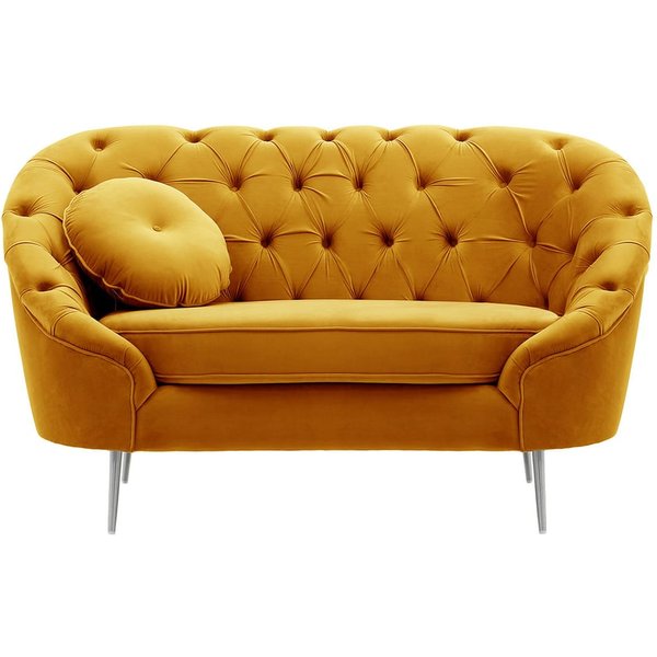 Kooper Armchair with quilting, mustard, Leg colour: chrome metal